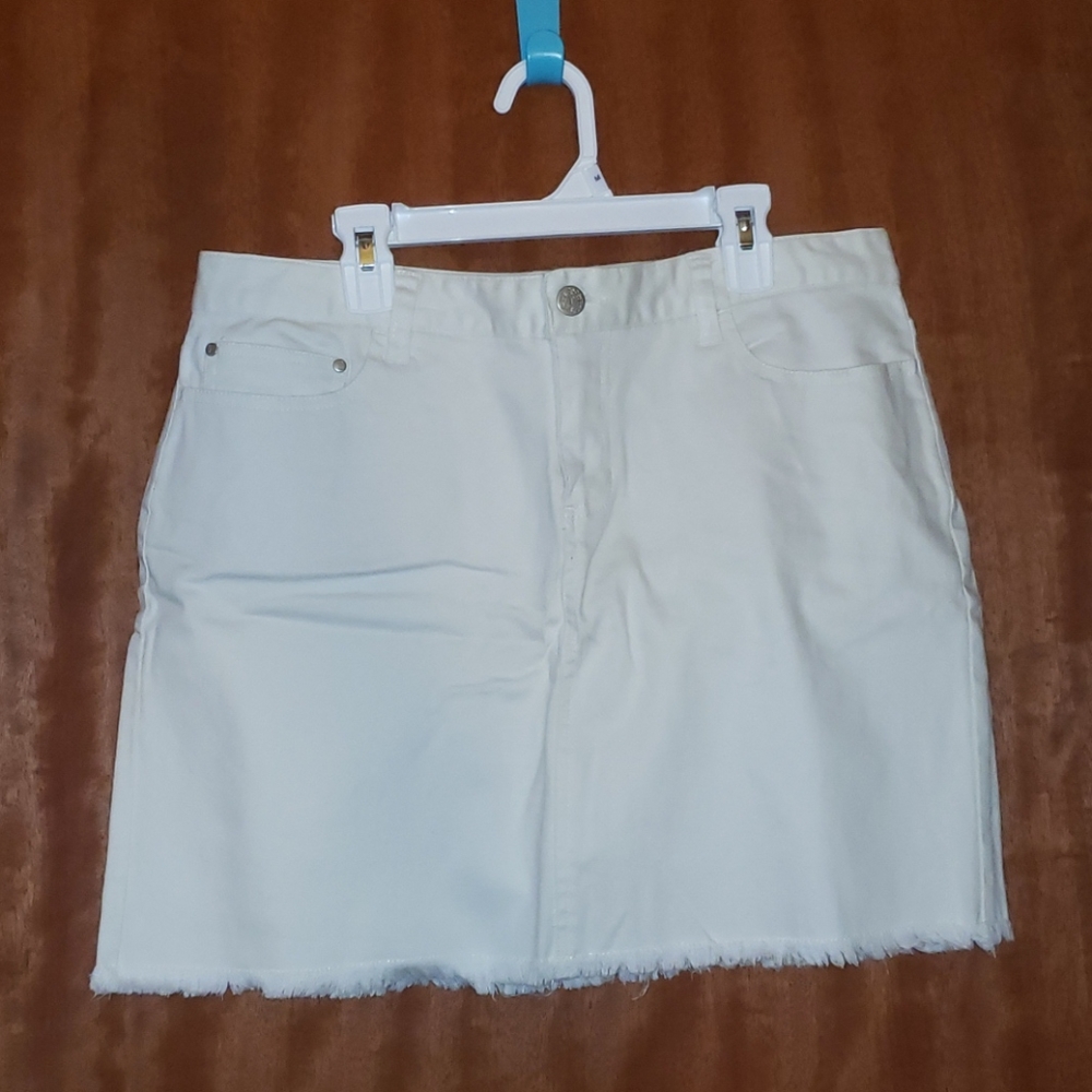 Worn once or twice. Awesome White Denim Skirt